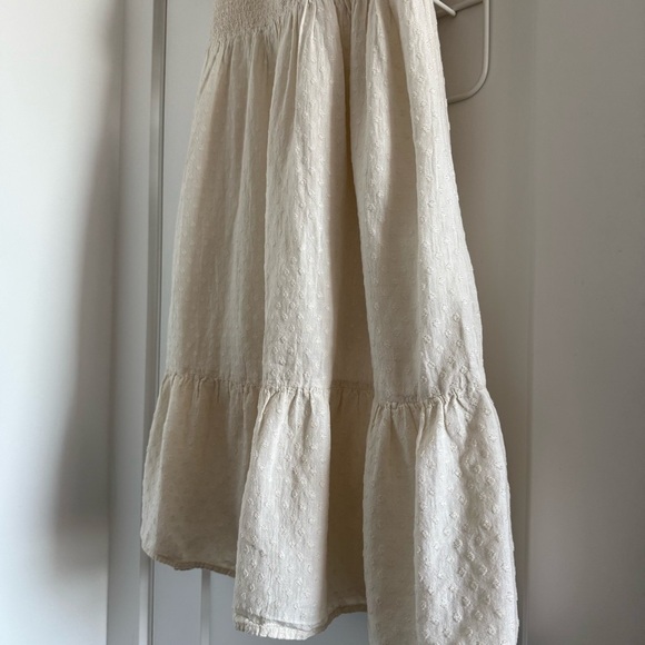 Gap cream cotton linen off-the-shoulder short sleeve midi peasant dress - Small - Picture 4 of 5